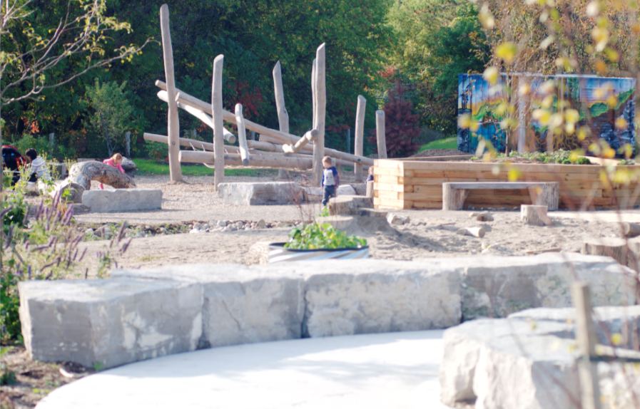 Large stones in park for seating